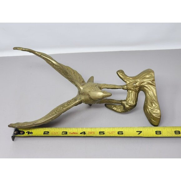Brass‎ Eagle Figurine With Wings Spread On Branch Perch Decorative Statue - Picture 10 of 10